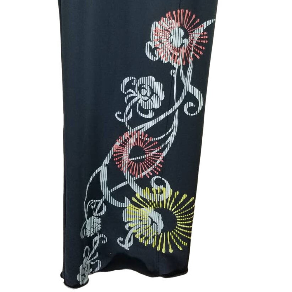 Athleta Navy Blue Yellow/Pink/Blue Floral Design Wide Leg Pants Women's Small - Picture 2 of 4